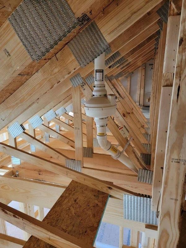 Passive radon stub installed during new home framing